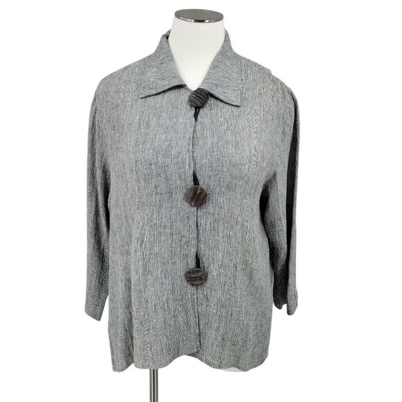 Caroline Rose Linen Poetry Arsty Top Blouse Women's Plus Size 1X Vintage - Picture 1 of 12